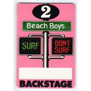 The Beach Boys Backstage Pass 1991 Pop Rock Surfer Surf Don't Surfing Pink Sign